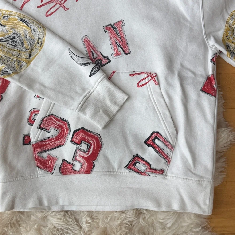 Jordan White Hoodie with Red Logo, men’s small